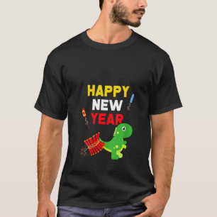 Womens Happy New Years Eve Firecracker T Rex Party T-Shirt
