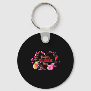 Womens Happy Valentines Day Cute Floral Heart V Ne Key Ring