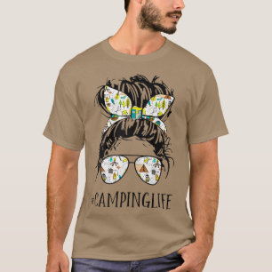 Womens Hashtag Camping Life Mum Colours Happy Moth T-Shirt