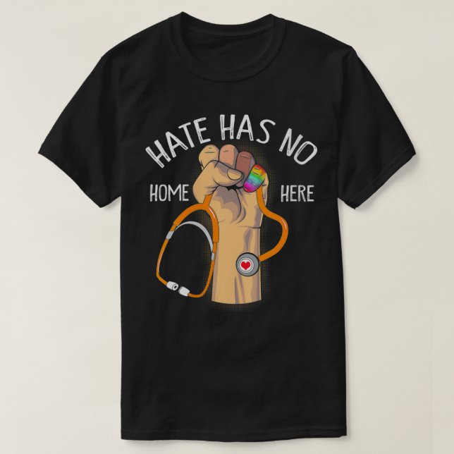 Womens Hate Has No Home Here Strong Nurse Life Sup T-Shirt (Design Front)