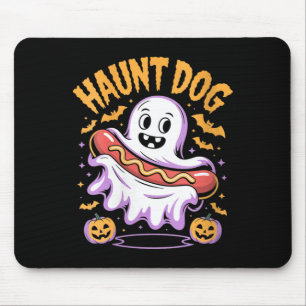 Womens Haunt Dog Funny Ghost Hotdog Halloween Mouse Pad