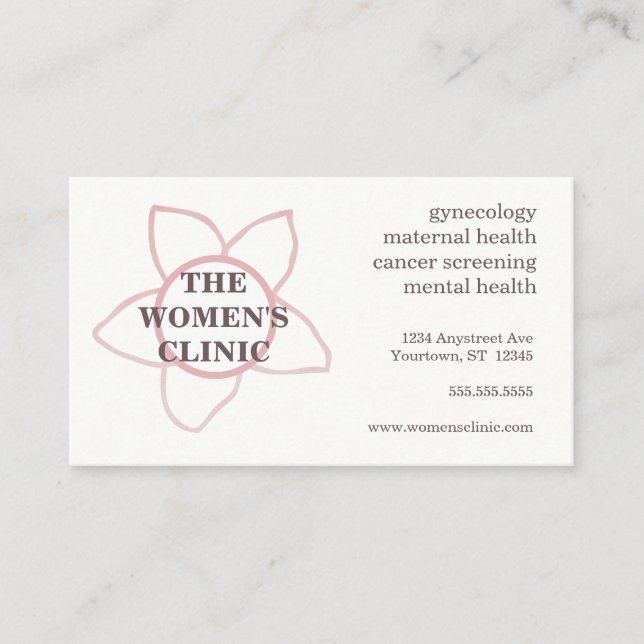 Women's Health Clinic Gym Spa Business Card (Front)