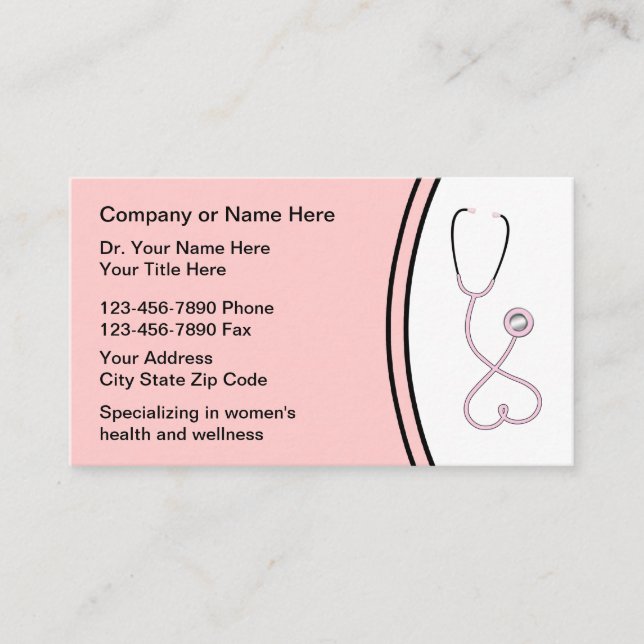 Women's Health Medical Business Cards (Front)