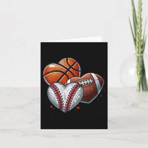 Womens Heart Football Basketball Baseball Valentin Card
