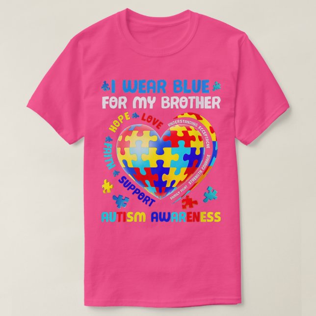 Womens Heart I Wear Blue For My Brother Autism Awa T-Shirt (Design Front)