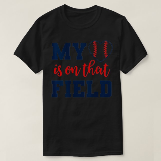 Womens Heart on Field Baseball  for Moms Softball  T-Shirt (Design Front)