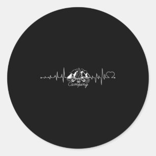 Womens Heartbeat Camping Camper Tents Campfire Fun Classic Round Sticker