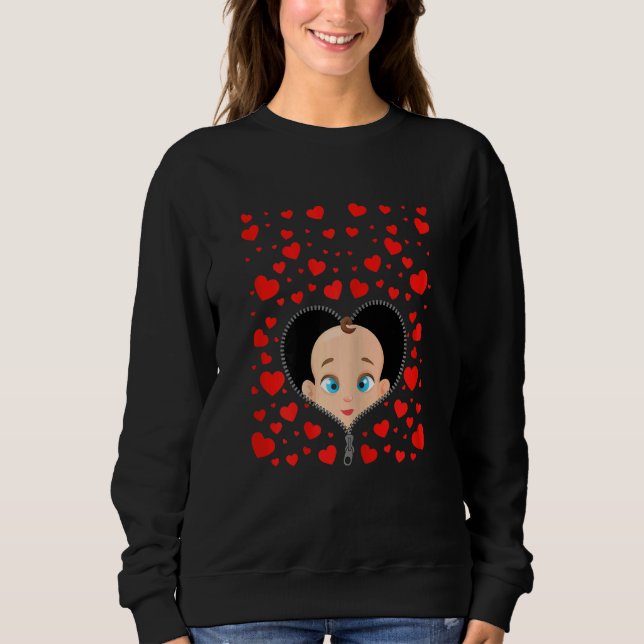 Womens Hearts Woman Pregnant Women with Baby on Bo Sweatshirt (Front)