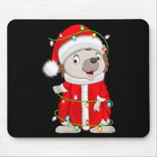 Womens Hedgehog Christmas Lights Santa Costume Cut Mouse Pad