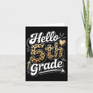 Womens Hello 5th Fifth Grade Leopard Teacher Back Card
