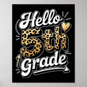 Womens Hello 5th Fifth Grade Leopard Teacher Back  Poster