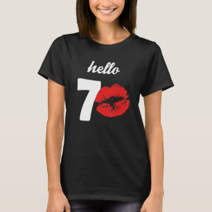 Womens Hello 70 Red Lip Kisses Birthday  For Mom G T-Shirt