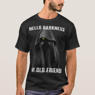 Womens Hello Darkness My Old Friend Black Cat VNec T-Shirt