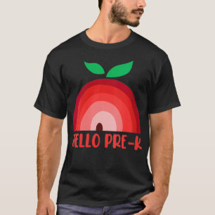 Womens Hello PreK Apple Rainbow Teacher Student Ba T-Shirt