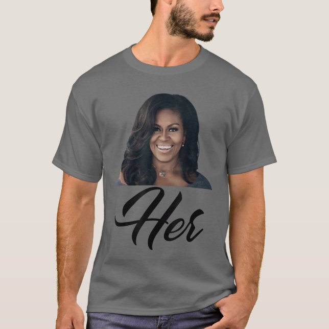Womens Her Michelle Obama Blue Small Classic Fit V T-Shirt (Front)