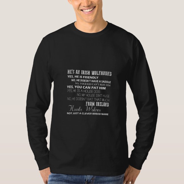 Womens He's An Irish Wolfhound Common Questions An T-Shirt (Front)