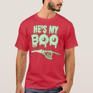 Womens He's My Boo T   Couples s Spooky Halloween  T-Shirt