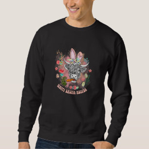 Womens Highland Cow Happy Easter Heifer Farm Happy Sweatshirt