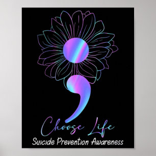 Womens Hippie Sunflower Choose Life Suicide Preven Poster