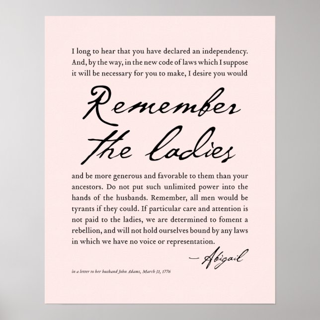 Women's History Feminism Poster 1776 quote print (Front)