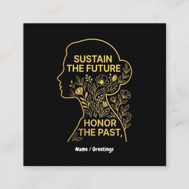 Women's History Month Eco-Feminist Sustain Future Square Business Card (Front)