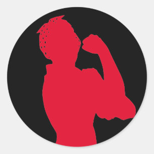 Women's History Month Rosie Riveter Red/Black Classic Round Sticker