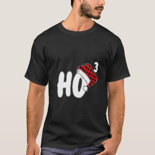 Womens Ho 3 Cubed Santa Red Plaid Claus Christmas  T-Shirt