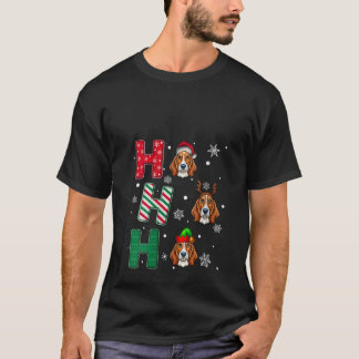 Womens Ho Ho Ho Basset Hound Dog Matching Christma T-Shirt