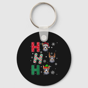 Womens Ho Ho Ho Blue Heeler Dog Matching Christmas Key Ring