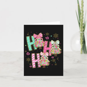 Womens Ho Ho Ho Merry Christmas Coquette Bow Xmas  Card