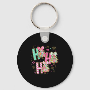 Womens Ho Ho Ho Merry Christmas Coquette Bow Xmas  Key Ring