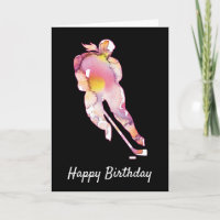 Women's Hockey Birthday Hockey Player Watercolor C