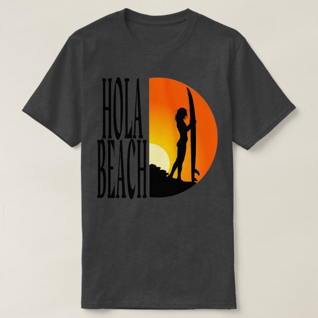 Womens Hola Beach Funny Beach Vacation Summer, (3) T-Shirt (Design Front)