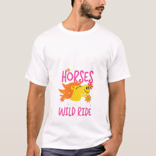 Womens Hold Your Horses Wild Ride Cute Horse V Nec T-Shirt