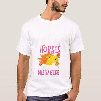 Womens Hold Your Horses Wild Ride Cute Horse V Nec T-Shirt