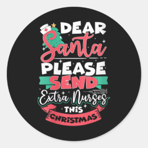 Womens Holiday Nursing Healthcare Worker Funny Chr Classic Round Sticker