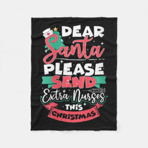 Womens Holiday Nursing Healthcare Worker Funny Chr Fleece Blanket