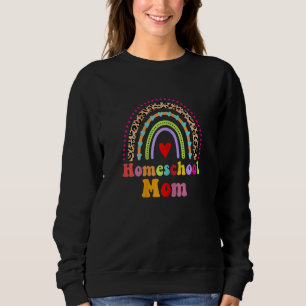 Womens Homeschool Mom Leopard Rainbow Back To Scho Sweatshirt