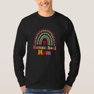 Womens Homeschool Mom Leopard Rainbow Back To Scho T-Shirt