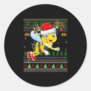Womens Honey Bees Ugly Christmas Sweaters Holiday  Classic Round Sticker