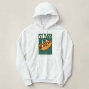 Women's Hoodie with Chicago retro Hot Dog logo