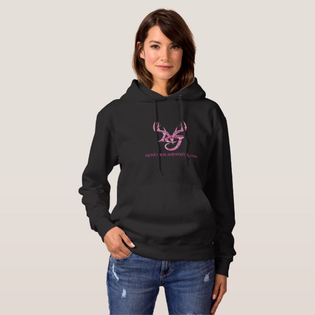 Women's hoodie with pink logo on front (Front Full)