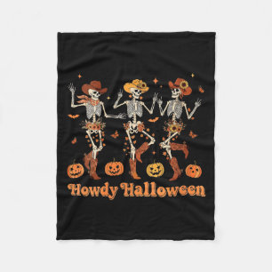 Womens Howdy Halloween Cowboy Cowgirl Skeleton Dan Fleece Blanket