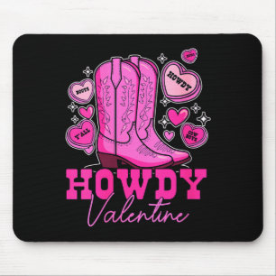 Womens Howdy Valentine _ Cute Pink Cowboy Boots We Mouse Pad