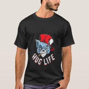 Womens Hug Life Gangster Cat Cute Cat Funny Animal T-Shirt