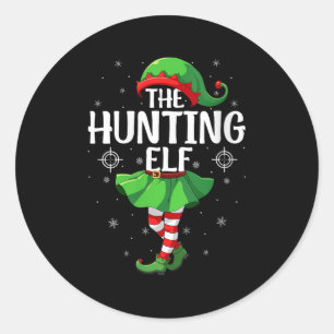 Womens Hunting Elf Christmas Girls Women Elf Squad Classic Round Sticker