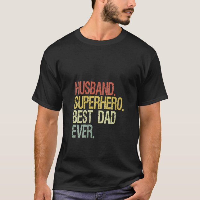 Womens Husband superhero best dad ever V Neck  T-Shirt (Front)