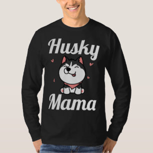 Womens Husky Mama Cute Siberian Husky Mum  Dog  Pu T-Shirt