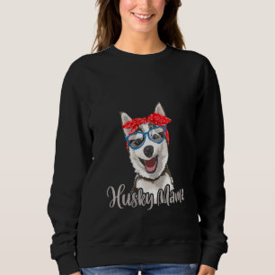 Womens Husky Mama Mum Siberian Red Scarf Eyeglasse Sweatshirt