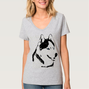 Women's Husky Shirt Husky Malamute Sled Dog Shirts